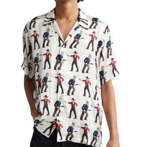 ENDLESS JOY Dead Man Print Button-Up SS Shirt Cream Limited Edition 13 / 100 L